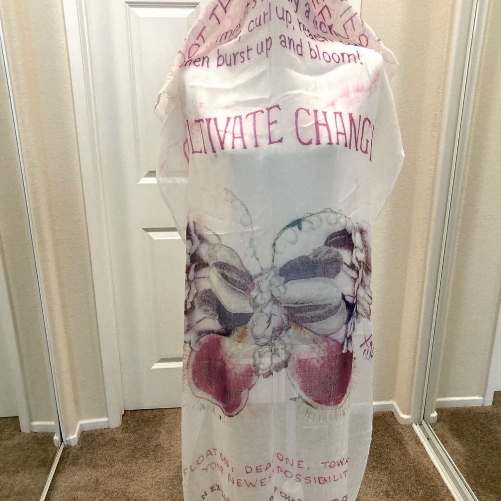 Inspirational messages on silk scarf